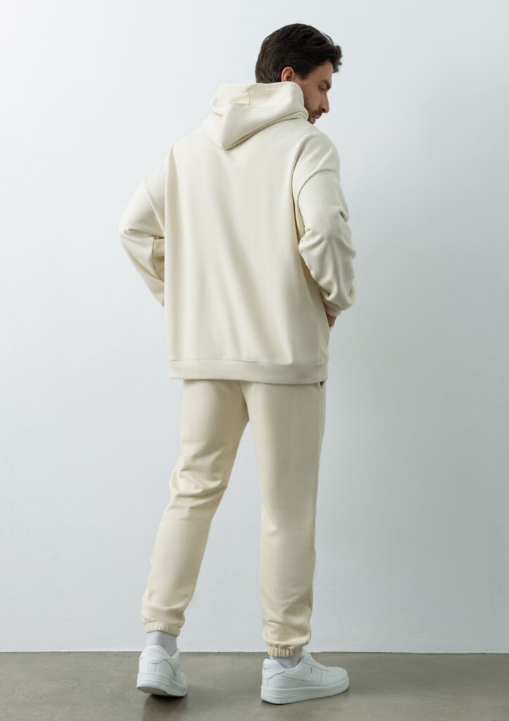 Худи унисекс оверсайз футер без начёса с именной вышивкой (Молочный)